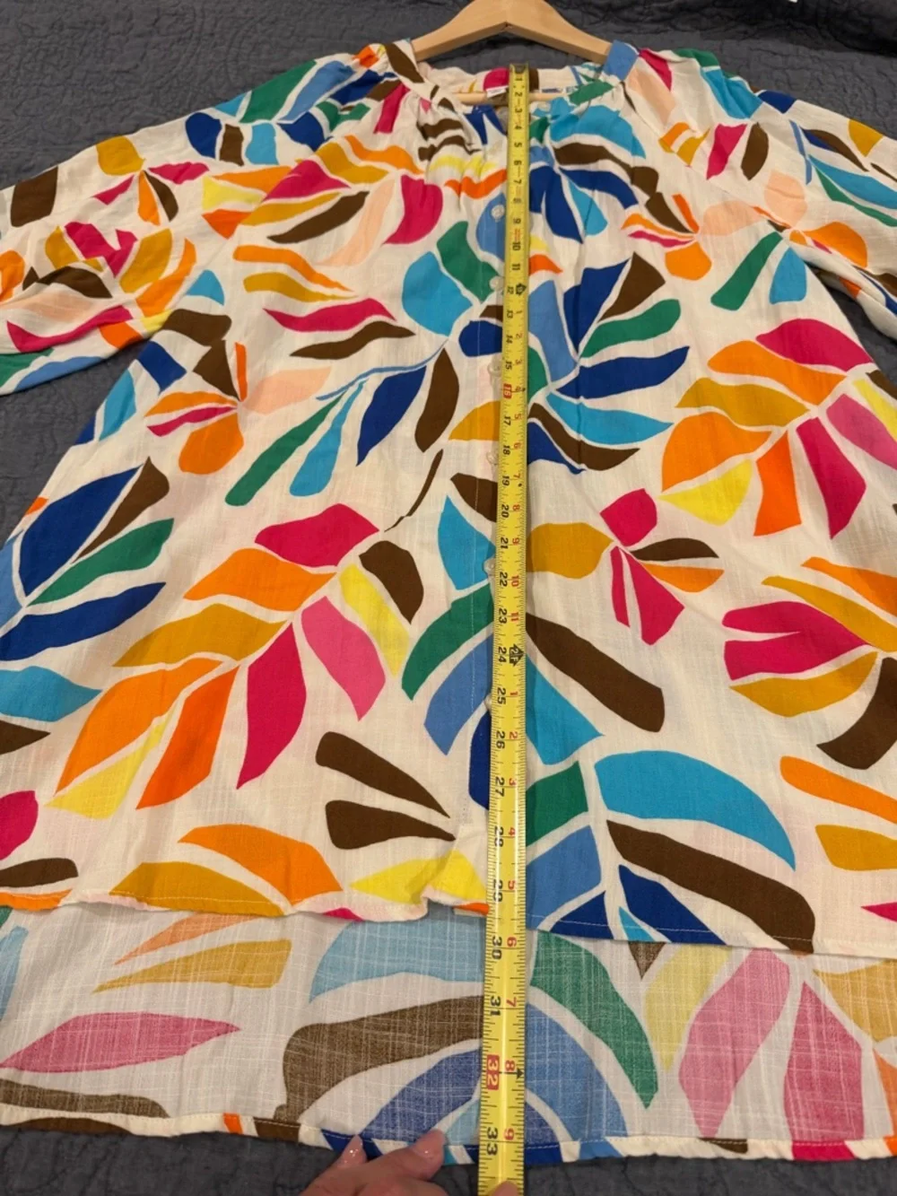 Bright Multicolor Leaf-Print Tunic Dress - Women's Plus - Picture 11 of 11